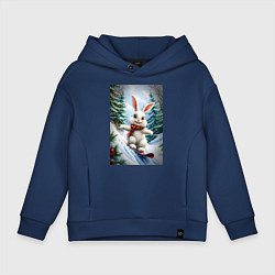 Детское худи оверсайз Зайчик на сноуборде