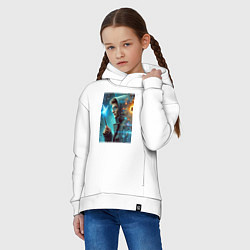 Толстовка оверсайз детская Гарри Поттер - киберпанк, цвет: белый — фото 2