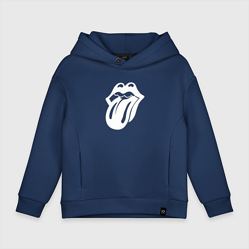 Детское худи оверсайз Rolling Stones - white logo / Тёмно-синий – фото 1