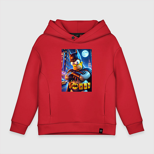 Детское худи оверсайз Batsimpson - ai art collaboration / Красный – фото 1