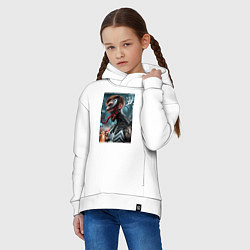 Толстовка оверсайз детская Превращение Эдди в Венома - нейроарт фантазия, цвет: белый — фото 2