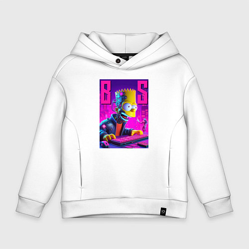 Детское худи оверсайз Bart Simpson - cyber gamer / Белый – фото 1