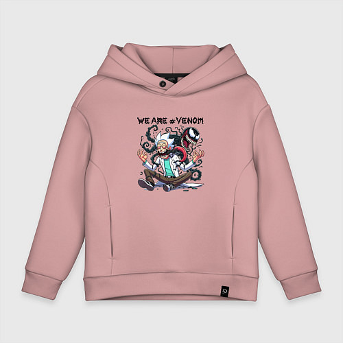 Детское худи оверсайз Веном вселился в Рика Санчеса - нейроарт / Пыльно-розовый – фото 1