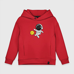 Толстовка оверсайз детская Космонавт футболист, цвет: красный