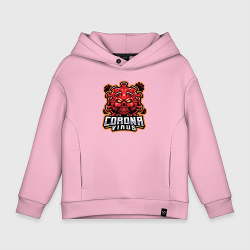 Детское худи оверсайз Страшный коронавирус / Светло-розовый – фото 1