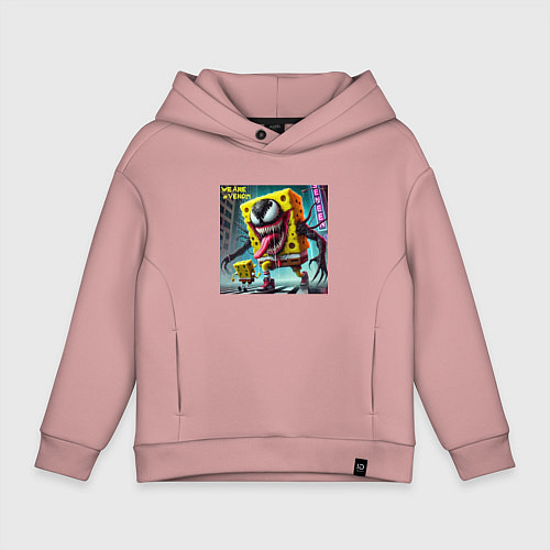 Детское худи оверсайз Sponge Bob and Venom - collaboration / Пыльно-розовый – фото 1