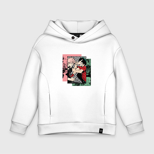 Детское худи оверсайз Моя геройская академия Бакуго и Деку / Белый – фото 1