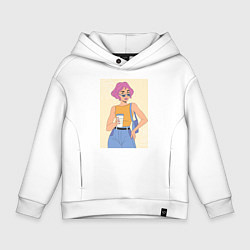 Толстовка оверсайз детская Капучино вайб, цвет: белый