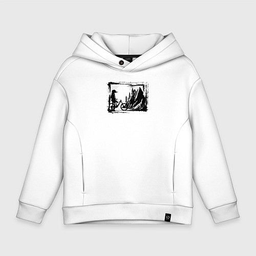 Детское худи оверсайз Велосипедные туры в горы / Белый – фото 1