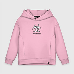 Толстовка оверсайз детская Biohazard черно белый, цвет: светло-розовый