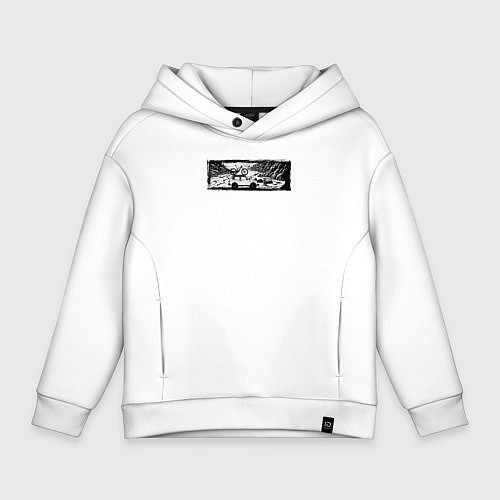 Детское худи оверсайз Внедорожник, велосипед и тропы / Белый – фото 1