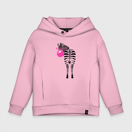 Детское худи оверсайз Зебра в розовых очках / Светло-розовый – фото 1