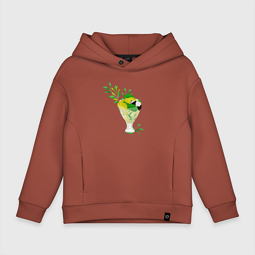 Детское худи оверсайз Панда и мороженое / Кирпичный – фото 1