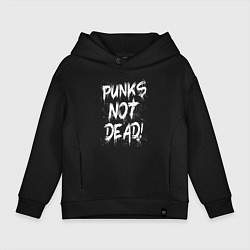 Толстовка оверсайз детская Punk not dead, цвет: черный