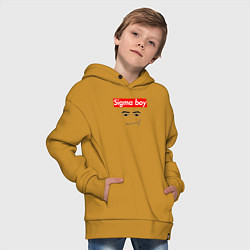 Толстовка оверсайз детская Sigma boy roblox face - gaming meme collab, цвет: горчичный — фото 2