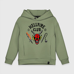 Толстовка оверсайз детская Stranger things - hellfire club, цвет: авокадо