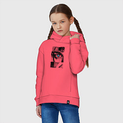Толстовка оверсайз детская Тревожный взгляд, цвет: коралловый — фото 2