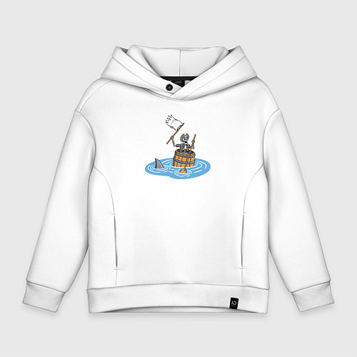 Детское худи оверсайз Скелет в бочке / Белый – фото 1