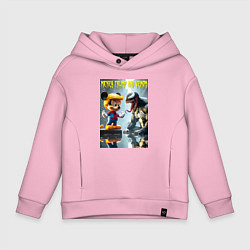 Толстовка оверсайз детская Mickey Trump and Venom - ai art fantasy, цвет: светло-розовый