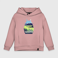 Толстовка оверсайз детская Nature Totoro, цвет: пыльно-розовый