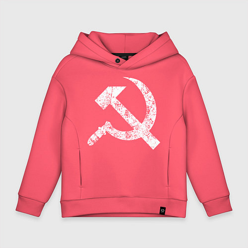 Детское худи оверсайз Серп и молот символ / Коралловый – фото 1