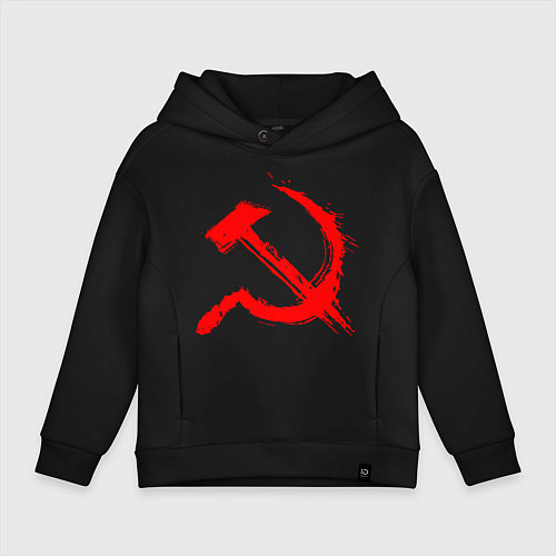 Детское худи оверсайз Sickle and hammer red paint / Черный – фото 1