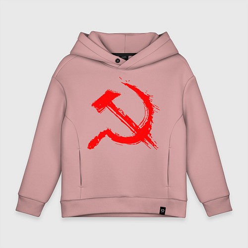 Детское худи оверсайз Sickle and hammer red paint / Пыльно-розовый – фото 1