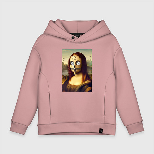 Детское худи оверсайз Mona Lisa in a mask - steampunk / Пыльно-розовый – фото 1
