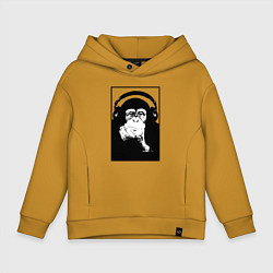 Толстовка оверсайз детская Monkey in the headphones, цвет: горчичный