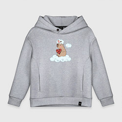 Толстовка оверсайз детская Капибара с сердцем, цвет: меланж