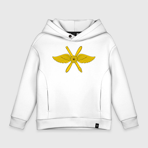 Детское худи оверсайз Воздушно-космические силы: эмблема / Белый – фото 1