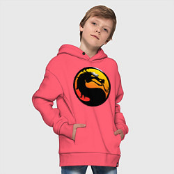 Толстовка оверсайз детская Mortal kombat logo, цвет: коралловый — фото 2