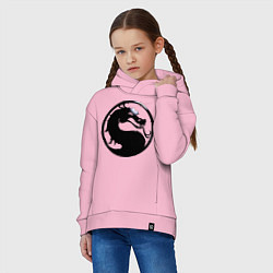 Толстовка оверсайз детская Смертельная битва - логотип, цвет: светло-розовый — фото 2