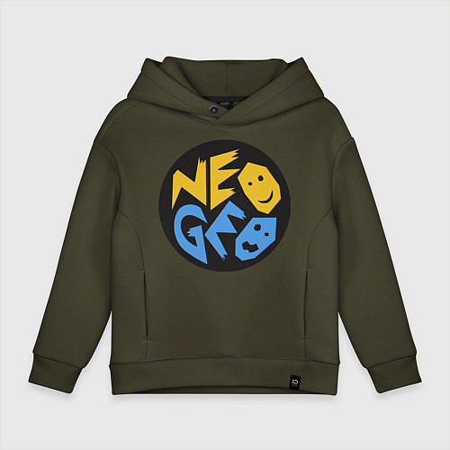 Детское худи оверсайз Neo geo logo / Хаки – фото 1