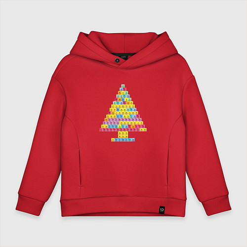 Детское худи оверсайз Таблица Менделеева ёлка / Красный – фото 1