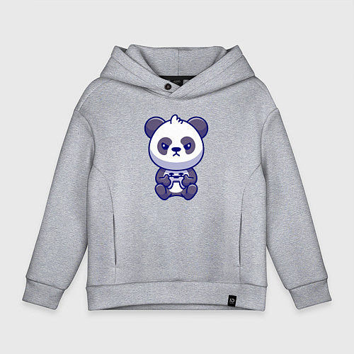 Детское худи оверсайз Геймер панда / Меланж – фото 1