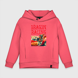 Толстовка оверсайз детская Dragon cool racer - ai art, цвет: коралловый
