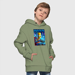 Толстовка оверсайз детская Cyber Bart Simpson - esport, цвет: авокадо — фото 2