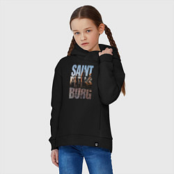Толстовка оверсайз детская Санкт-Петербург Большеохтинский мост, цвет: черный — фото 2