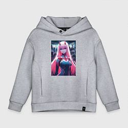 Толстовка оверсайз детская Darling in the Franxx - zero two - ai art, цвет: меланж