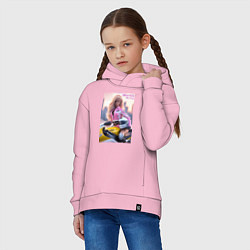 Толстовка оверсайз детская Barbie racing - Kawasaki Ninja, цвет: светло-розовый — фото 2