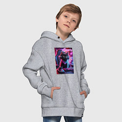 Толстовка оверсайз детская Чёрный котёнок - киберспорт, цвет: меланж — фото 2