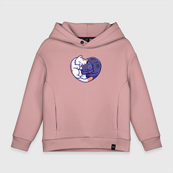 Толстовка оверсайз детская Сердечные котики, цвет: пыльно-розовый