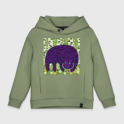 Толстовка оверсайз детская Медведь в березовом лесу, цвет: авокадо
