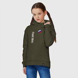 Толстовка оверсайз детская Флаг России - Россия вперёд, цвет: хаки — фото 2