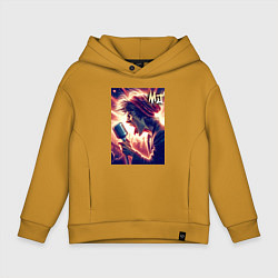 Толстовка оверсайз детская Mick Jagger is vocalist of the Rolling Stones, цвет: горчичный