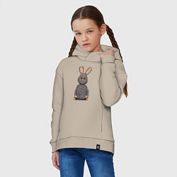 Толстовка оверсайз детская Cartoon hare character, цвет: миндальный — фото 2