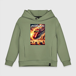 Толстовка оверсайз детская Logo of the Rollings Stones, цвет: авокадо