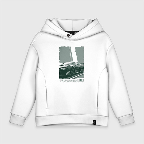 Детское худи оверсайз Постер спорткара / Белый – фото 1