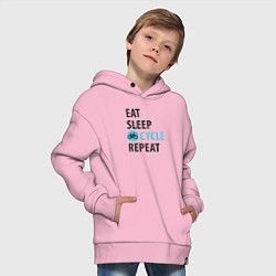 Толстовка оверсайз детская Еда сон велик, цвет: светло-розовый — фото 2